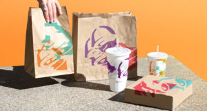 Taco Bell packaging redesign bag cup box