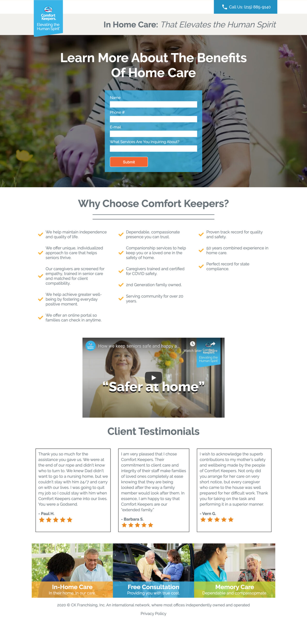 Comfort Keepers landing page by DesigniQ