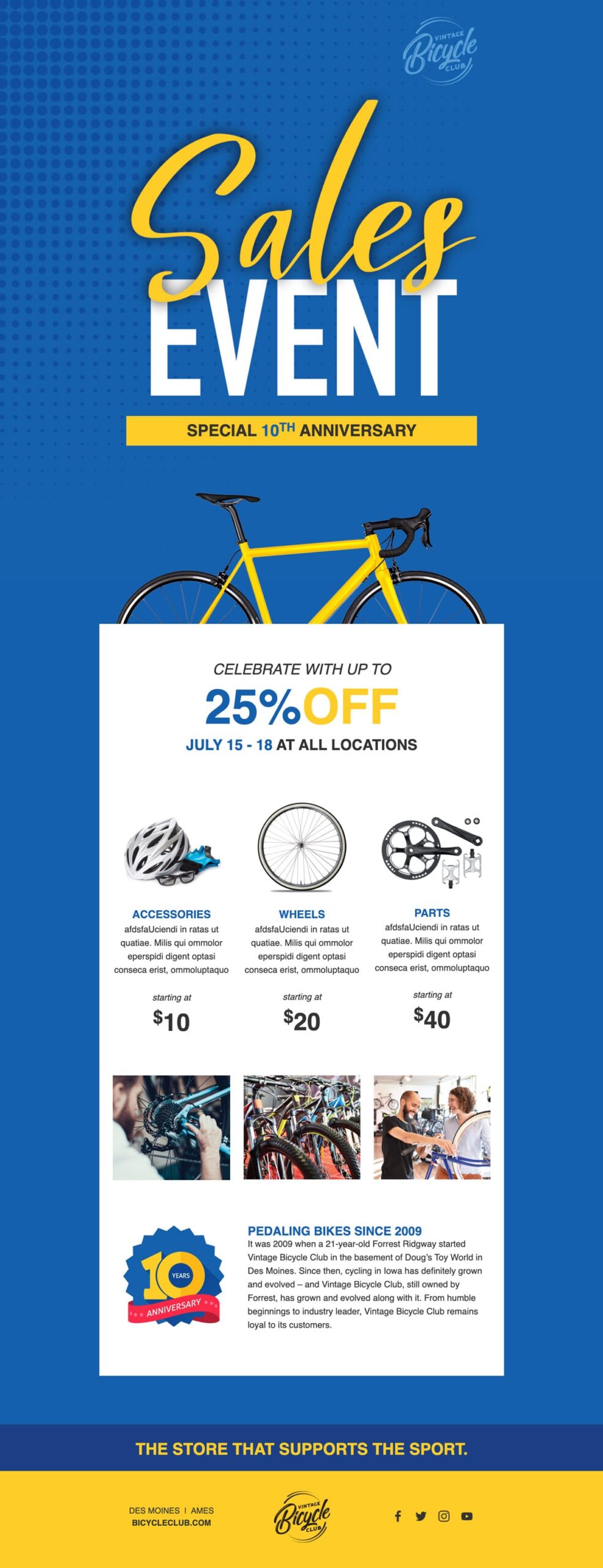 Vintage Bike Sales Event Landing Page by DesigniQ